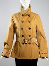 Jane Post Camel Tan Double Breasted Adjustable Belt Lightweight Twill Jacket S