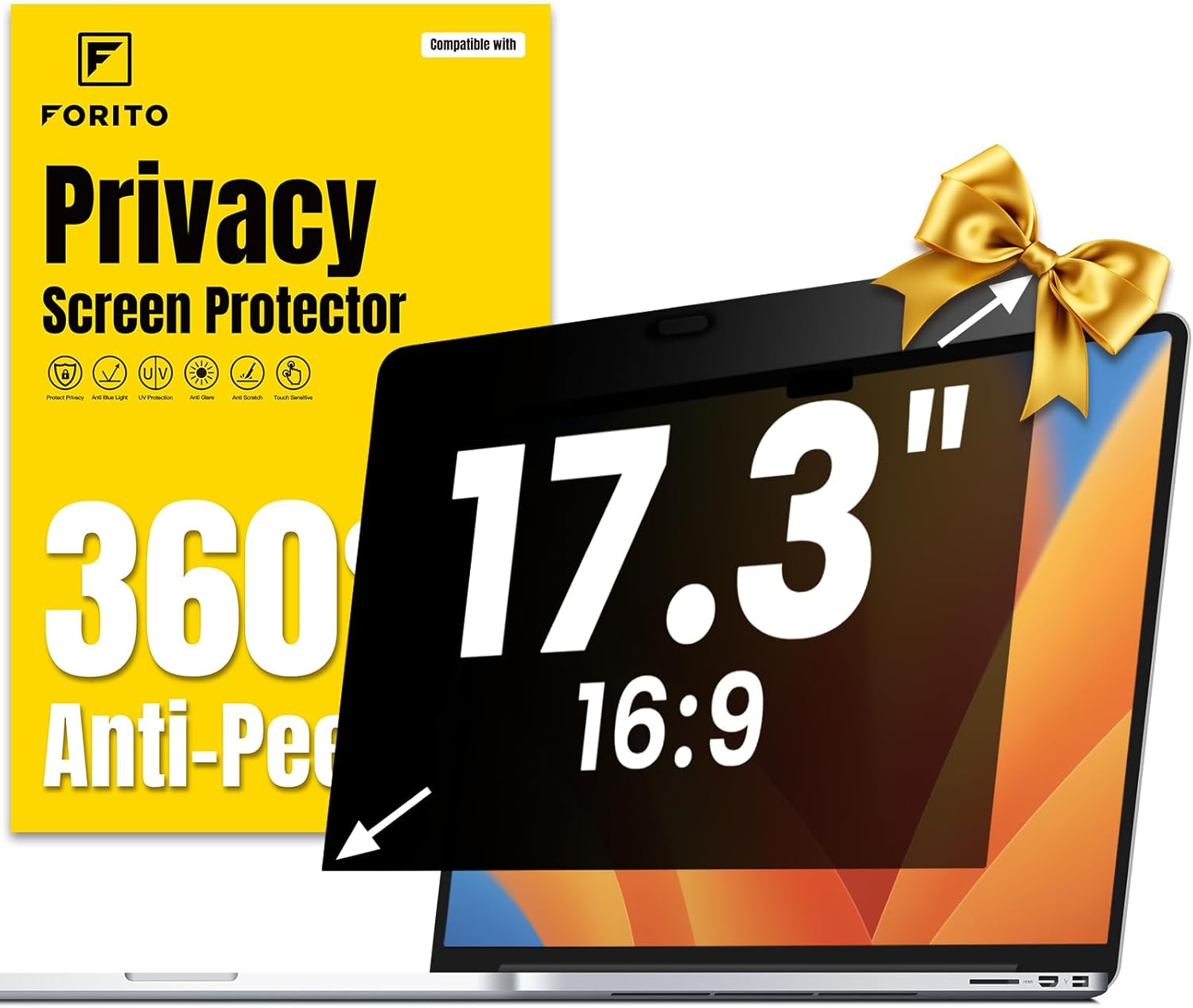 17.3 Inch 16:9 360° Laptop Privacy Screen Protector, anti Peeping and anti Glare