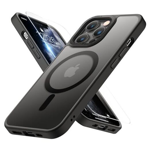 for Case with Screen Protector - Compatible with MagSafe, iPhone 13 Pro Black