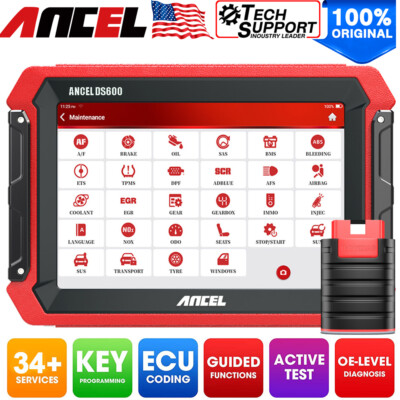 ANCEL DS600 Plus Car OBD2 Scanner Diagnostic Bidirectional E-CU Coding IMMO K-ey