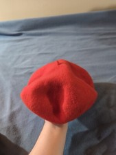 Vtg Beret Basque Red 100 Wool De Luxe WPL 10888