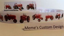 Grosgrain Ribbon Farmall Tractors McCormick Farm Tractor Barn Farming Animals 1"