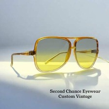 GREECE Aviator Vintage Sunglasses-w/New, Custom Yellow Gradient Lenses-Pre-Owned