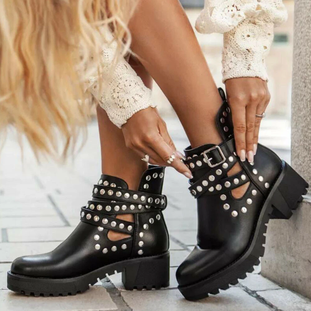 Womens Brown Flat Ankle Boots Low Heel Crocket Zip Buckle Ladies Booties  Sizes | eBay