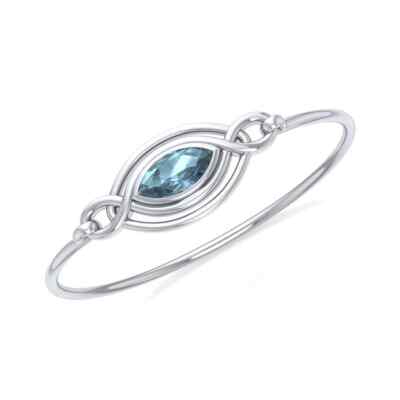 Celtic Elegant 925 Sterling Silver Bangle Bracelet Jewelry Choice of Gemstone
