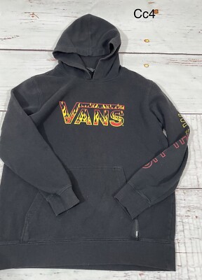 Vans Hoodie Youth Boys XLarge Black Off The Wall Flame Graphic Hooded Sweatshirt