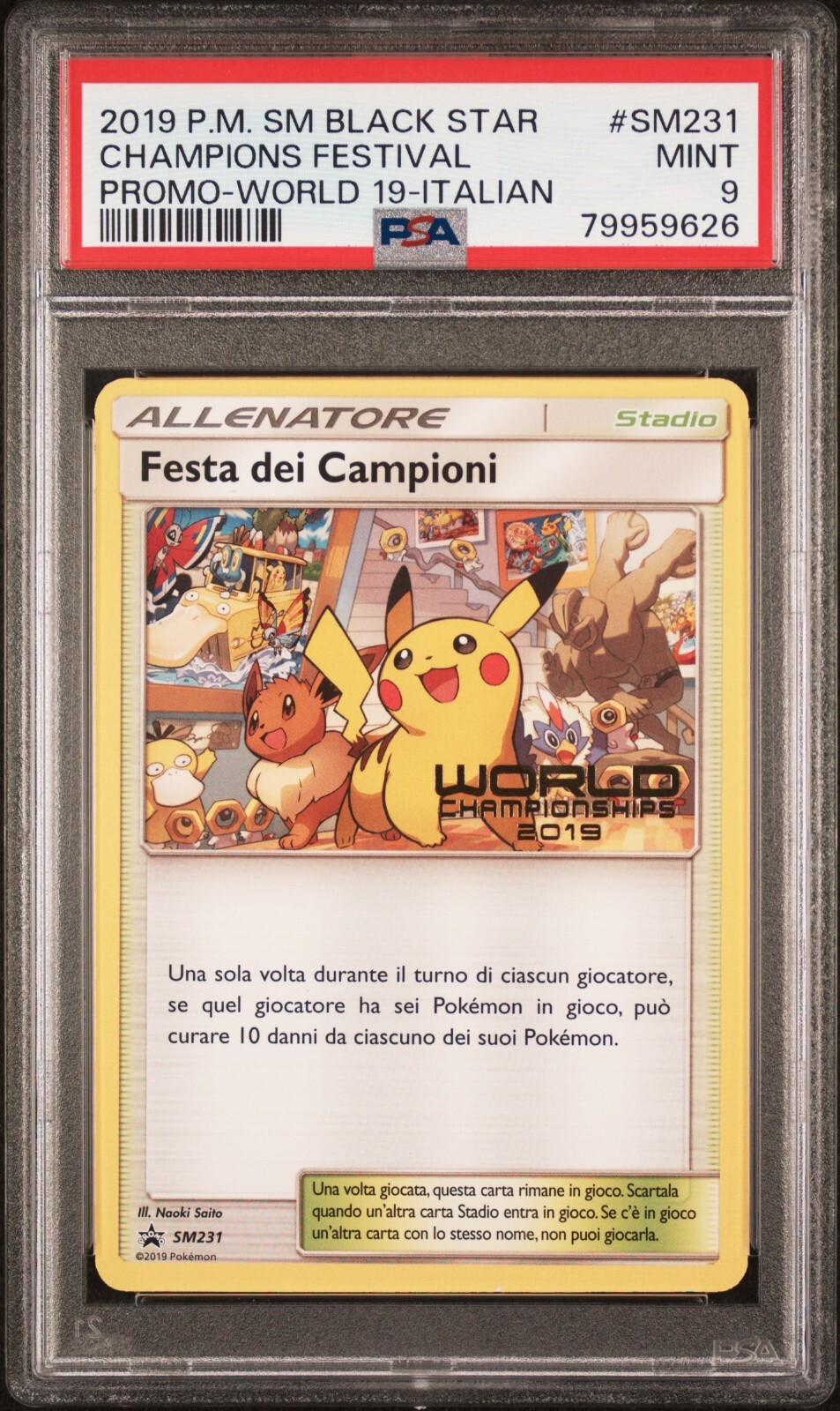 PSA 9 Champions Festival SM231 Black Star Promo Worlds 2019Italian Pokemon Card
