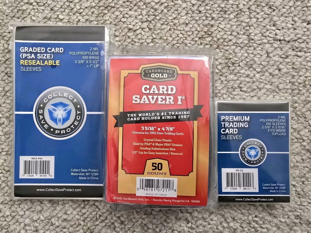 100 PREMIUM PSA GRADED SLAB SLEEVES + 50 CBG Card Savers + 100 Penny  Sleeves!