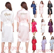 Satin Silk Long Personalized Wedding Robe Bridesmaid Bride Mother Dressing Gown