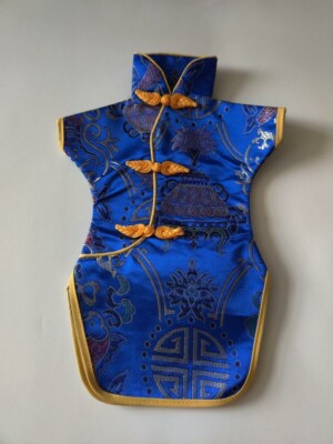 Elegant Fancy Wine Bottle Cover Kimono Open But Unused Blue Yellow | eBay