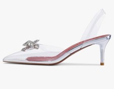 Women Kitten Heel Sandals Pointed Toe Slingback Pumps Party