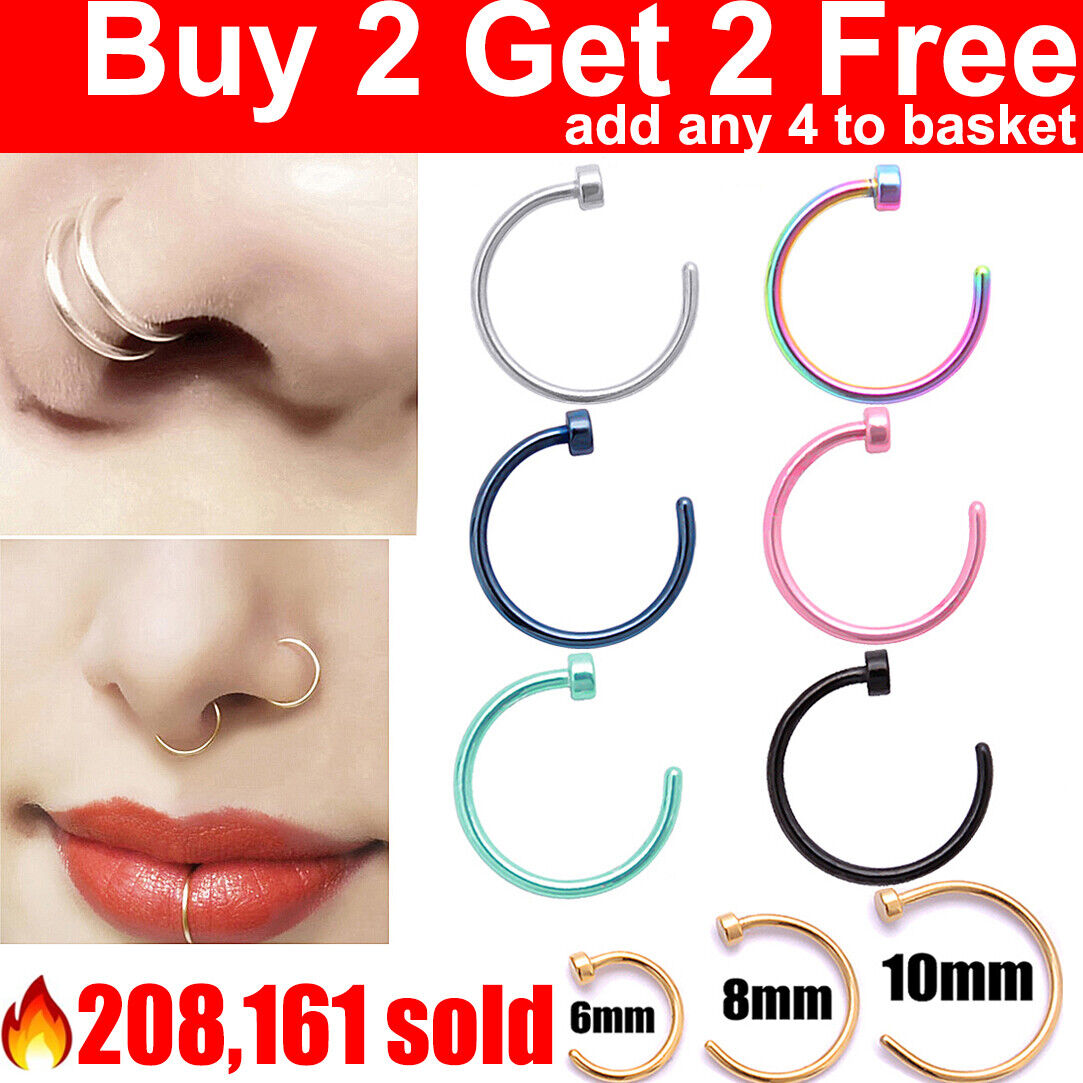 Nose Ring Surgical Steel Fake Nose Rings Hoop Lip Nose Rings Small Thin Piercing