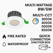 NEW V-TAC Fire Rated Downlight Recessed Spotlight IP65 LED 8w Dimmable