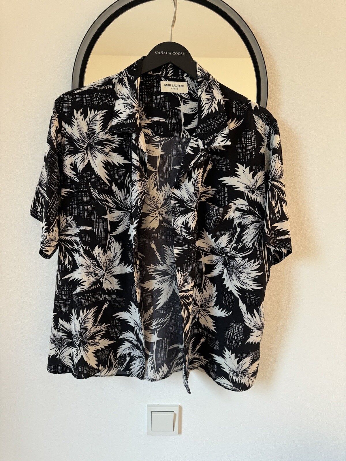 Camicia Saint Laurent Hedi Slimane nera hawaiana
