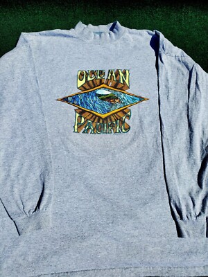 VTG Ocean Pacific Long Sleeve T-Shirt Mens XXL Heather Grey VTG Ocean Pacific Long Sleeve T-Shirt Mens XXL Heather Grey