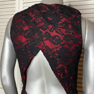 JILL Jill Stuart Red & Black Lace Overlay Sleeveless Cut-Out Ruffled Dress  2 XS | eBay