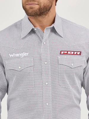 Wrangler  PBR Logo Long Sleeve Shirt Snaps White/Red - 112359482