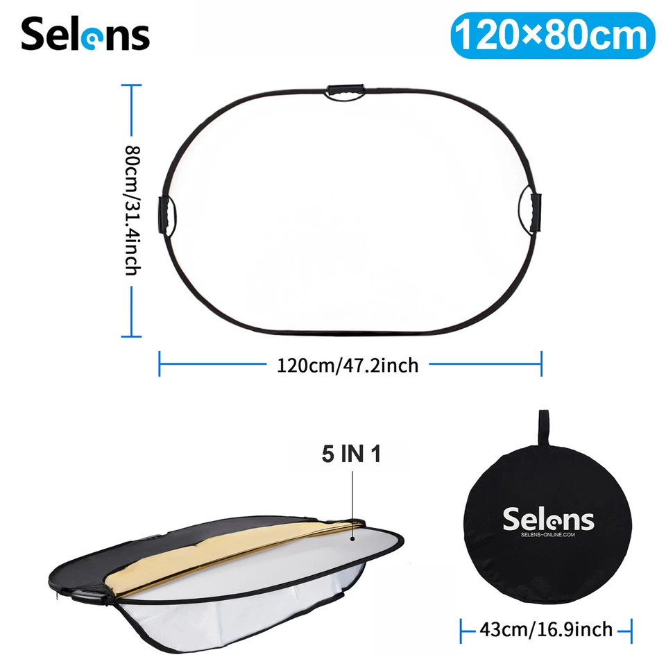 Reflector de Luz 47" x 31" Ovalado 5 en 1 Panel Estudio Fotografía Foto Plegable Foto 2 de 4