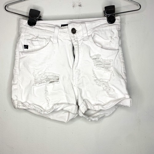 Kancan Jean Shorts White Distressed 