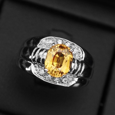 Exceptional Vivid Yelow Sapphire Oval 2.70Ct 925 Sterling Silver Handmade Rings