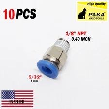 10 X Male Straight Connector Tube OD 5/32" (4mm)X NPT 1/8 PU Air Push In Fitting