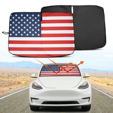 Car Sun Shade US Flag Front Window Windshield Cover for Tesla Model 3 Y S X 2023