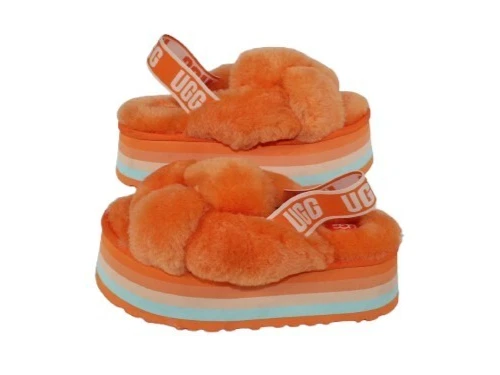 UGG Nodo Discoteca Scivoli Arancione Platform Pelle di Pecora Donna Taglia 6