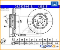 2 St. Bremsscheibe Ate 24.0125-0216.1 FüR Honda