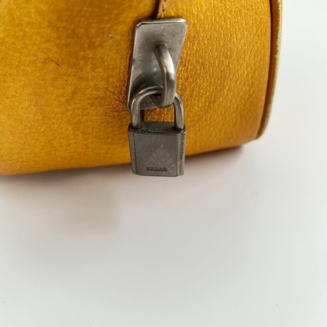 バッグ PRADA BOSTON CANVAS LEATHER HAND BAG PRADA Vintage Canvas Leather Mini Boston Bowling Bag Brown