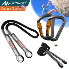 Screw Locking Carabiner +10mm Prusik Cord Loop Rock Climbing Rope Tree Arborist