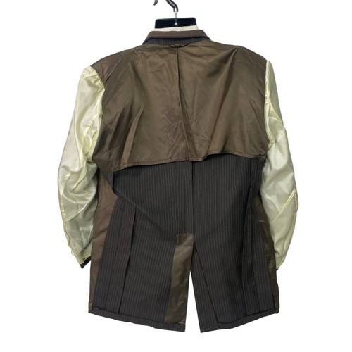 Tuta vintage Palm Beach marrone a righe 2 pezzi uomo 44R pantaloni piatto davanti 35Wx26L - Foto 11 di 12