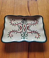 California Pantry Serving Dish/Tray 2003 Ceramic 8”x 5.5” Green Red/ Burgundy