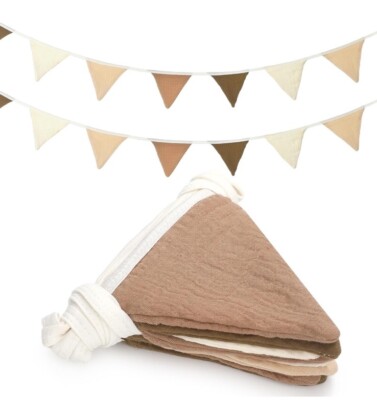 Oudain 2Pcs Khaki 17ft Pennant Banner Flags Triangle Bunting Nursery Baby Boho