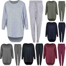 2 Piece Track Suit Set High Low Top and Bottoms Casual Loungewear Sweatshirt Jog