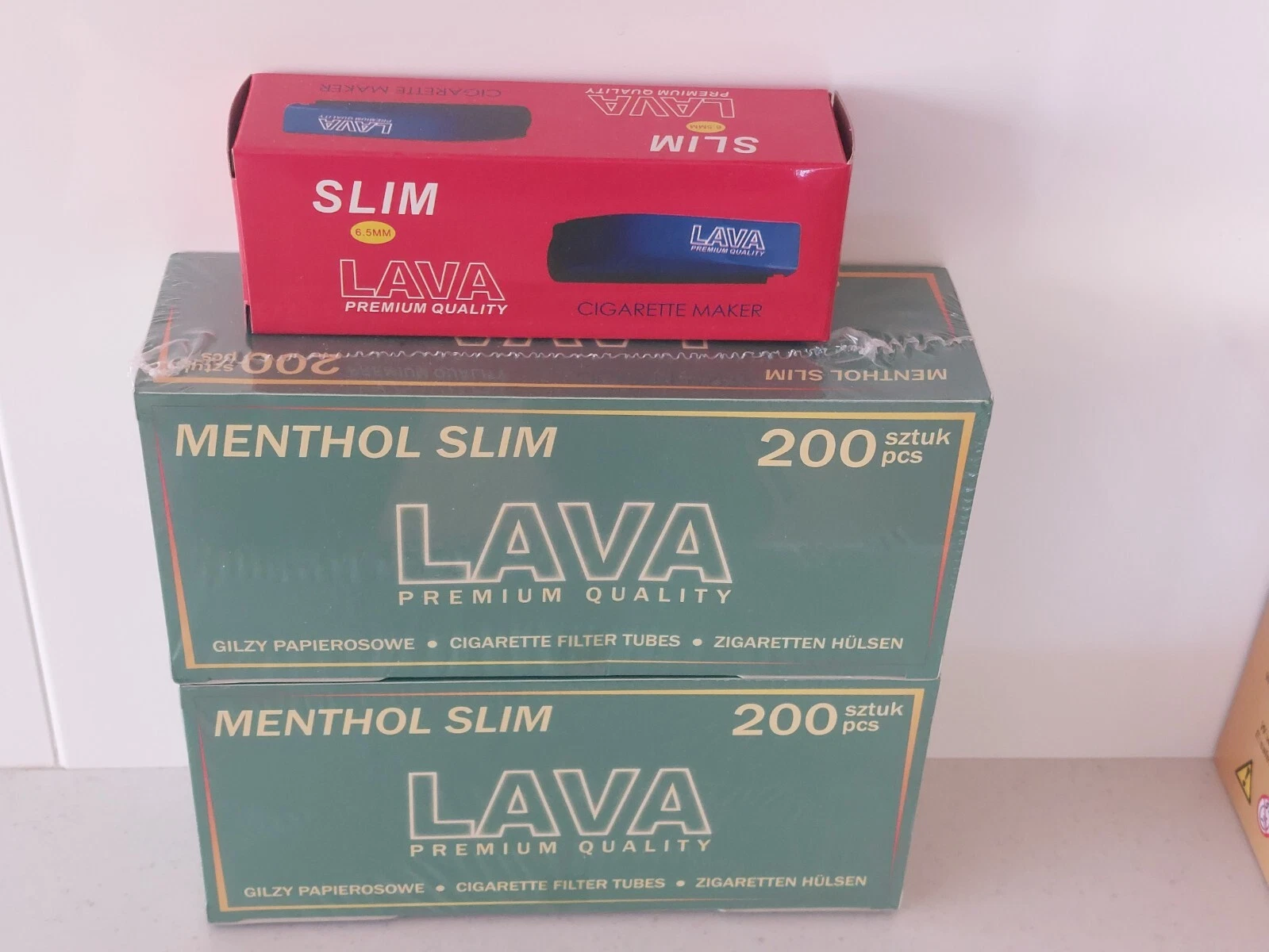 Lava Ultra Slim Menthol' 6.5mm Filter Tubes with tube injector = 400 tubes - Picture 1 of 2
