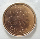 Canada 2007 1-cent Non-magnetic ( Zinc ) BU Sealed in original plastic