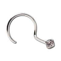 Nasenstecker 2Mm Klar Cz 22G (0,6Mm) 925 Sterling Silber Schraub Locken Nasen...