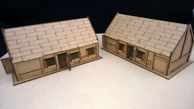 Große Cottages x2 Gelände AOS 28mm Wargames Wargaming Gebäude Sigmar Tischplatte