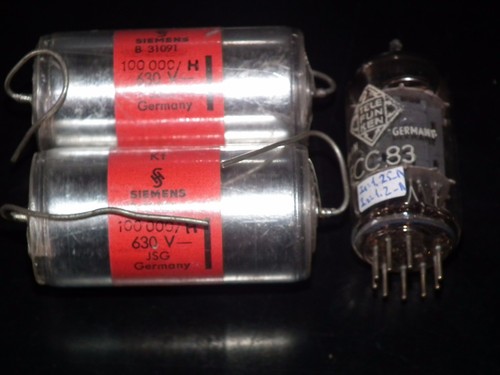 Two vintage NOS Polystyrene Capacitors 0.1mfd / 630V Siemens Klangfilm Hi End - Picture 10 of 11