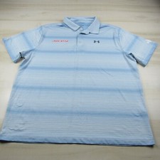 Under Armour Polo Shirt Mens 2XL XXL Blue Striped Playoff Stretch Performance