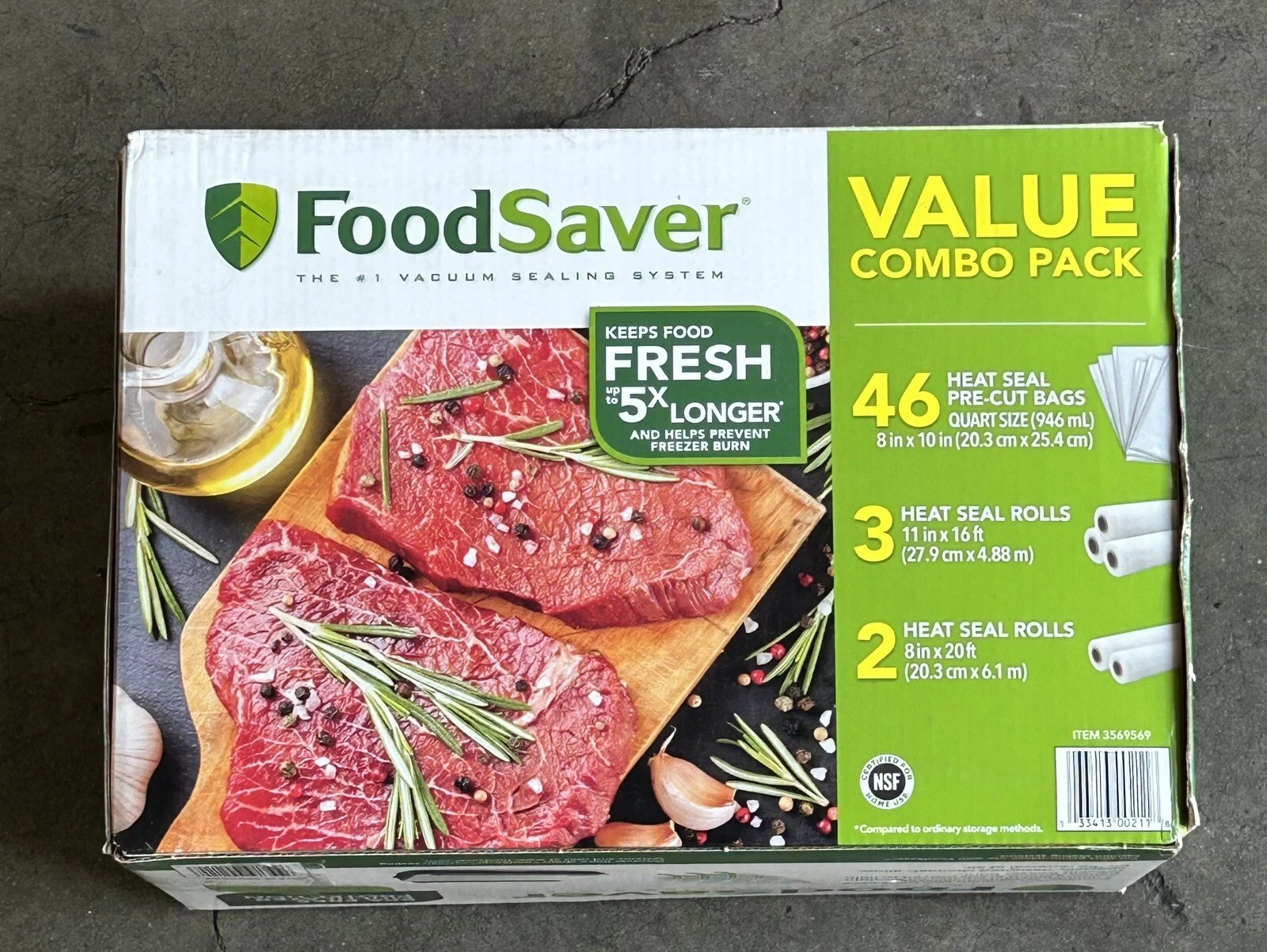 FoodSaver Special Value Vacuum Seal Combo Pack 8" & 11" Rolls 46 Pre-Cut Qt Bags
