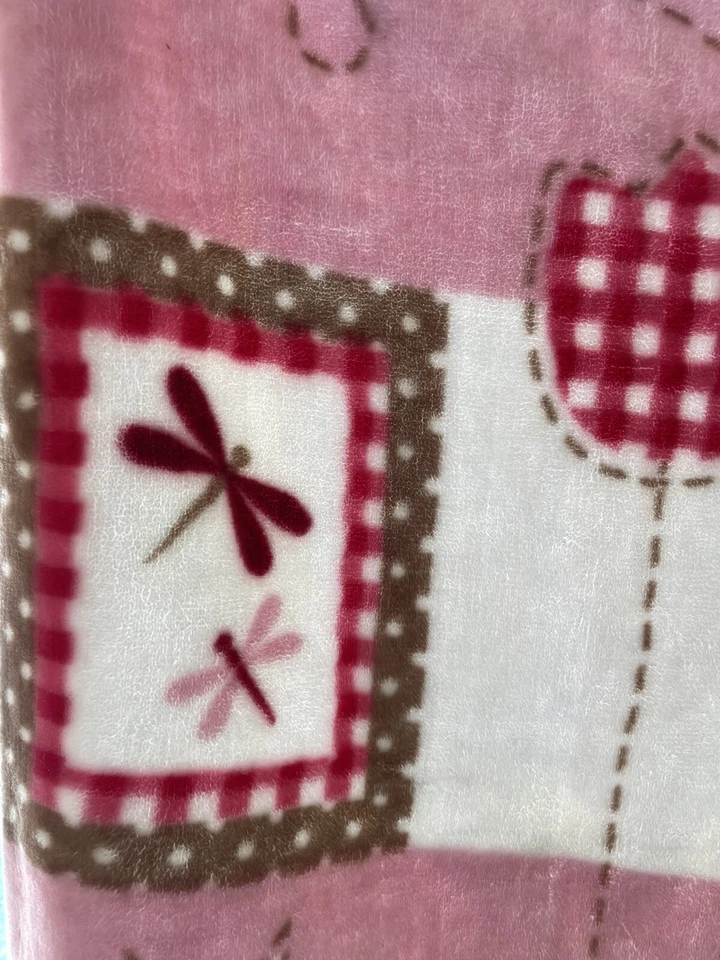 Small Wonders Baby Blanket Girl Pink Flowers Butterfly-Crib Size - Image 3 of 4
