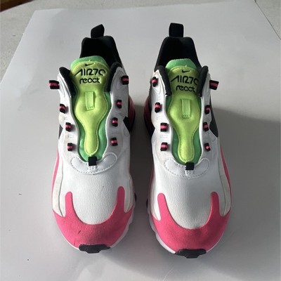 Nike Air Max 270 React Hyper Pink White/Black/Pink Low Top Sneakers CJ0619-101