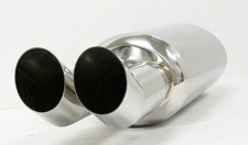 Obx Stainless Muffler Howitzer Series 2.5 Round Dtm Tips Hf016 Universal Fit