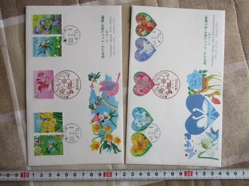 Japan Stamp First Day Cover Greetings Spring 2 Covers Large format 2011