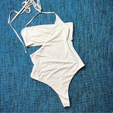 Princess Polly Cutout Bodysuit in Light Cream Women's Size 6 One Piece