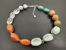 Barse Sterling Silver Multi Stone Beaded Necklace Adjustable 16–18.5” Designer