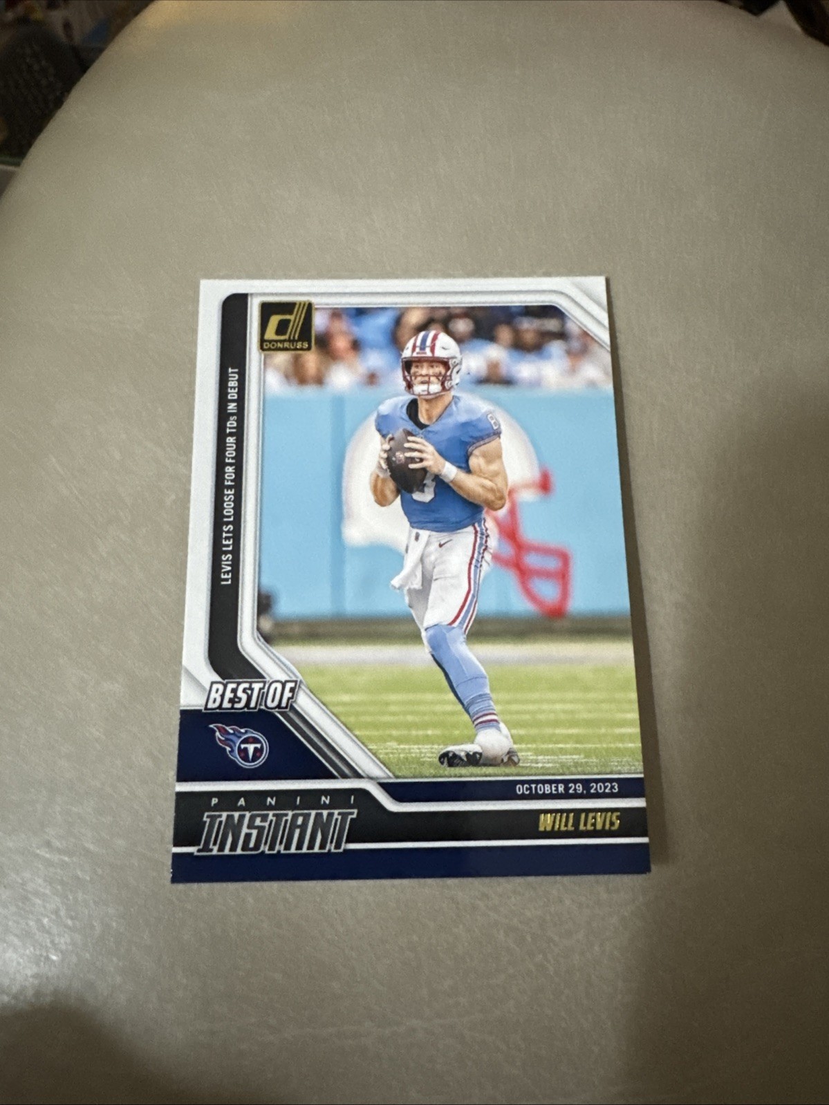WILL LEVIS Tennessee Titans 2024 Panini Donruss BEST OF INSTANT INSERT Card #3