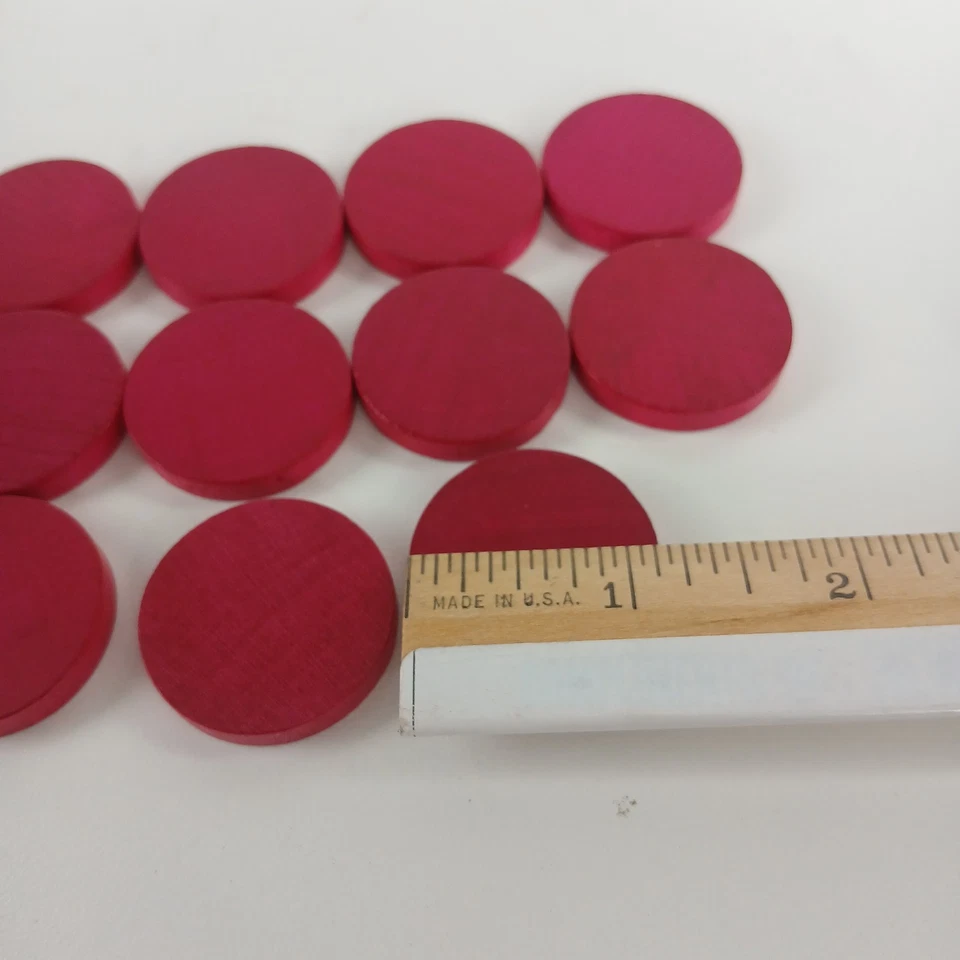 Vintage Wood Backgammon Pieces Dice Round Shakers Checkers 14 Red 15 Natural - Image 4 of 4