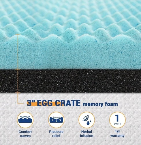 3 Inch Memory Foam Mattress Topper King Size Bed-7.5cm Thickness Mattress Topper - Picture 4 of 4